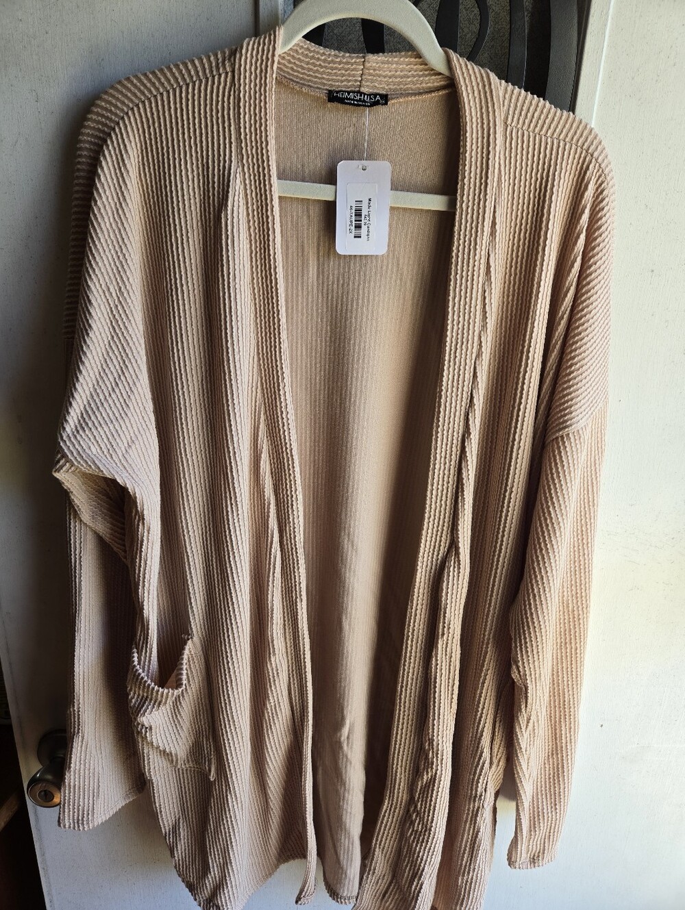 Heimish USA Light Tan Ribbed Open-Front Women's Cardigan NWT